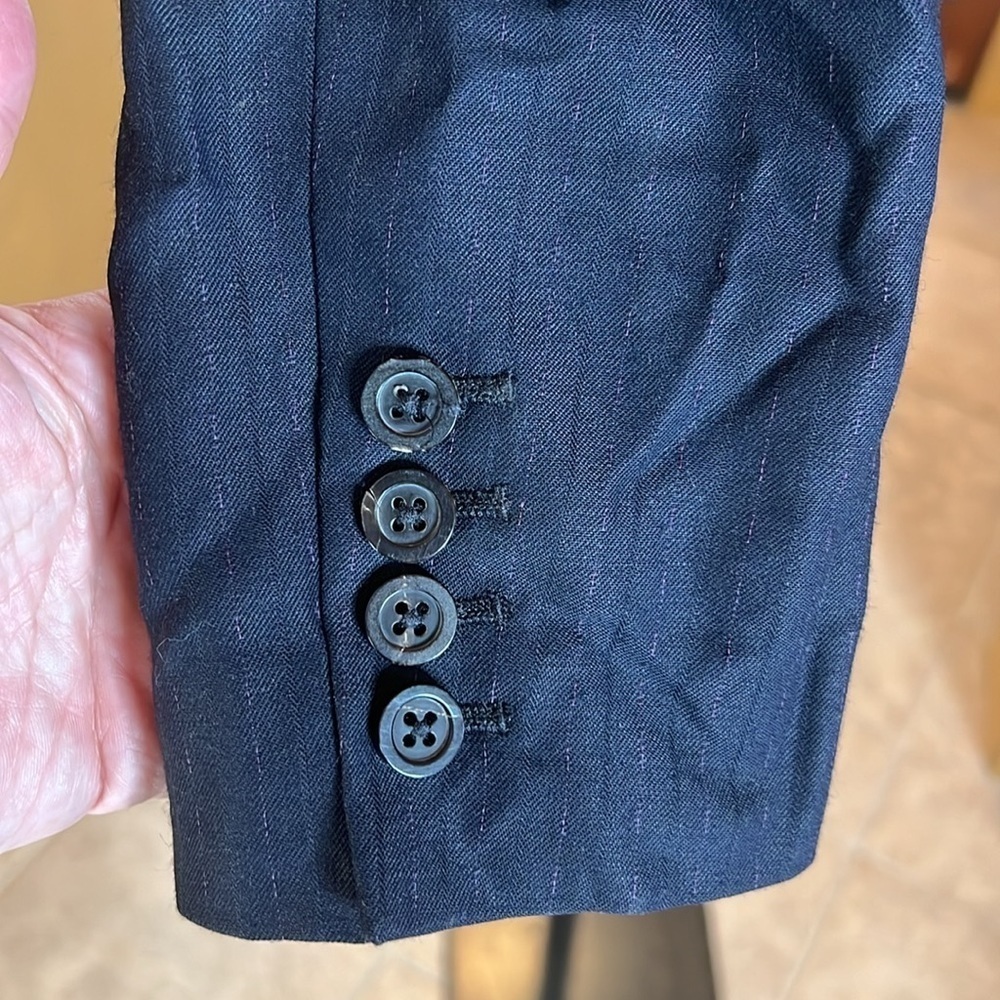 Elie Tahari Navy Purple Wool Blend Pinstripe Blazer Size 10 - Picture 10 of 16